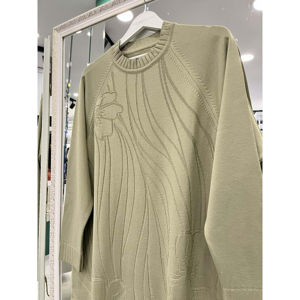 ADN KABARTMALI MERSERİZE TUNİK - MİNT YEŞİLİ - 2