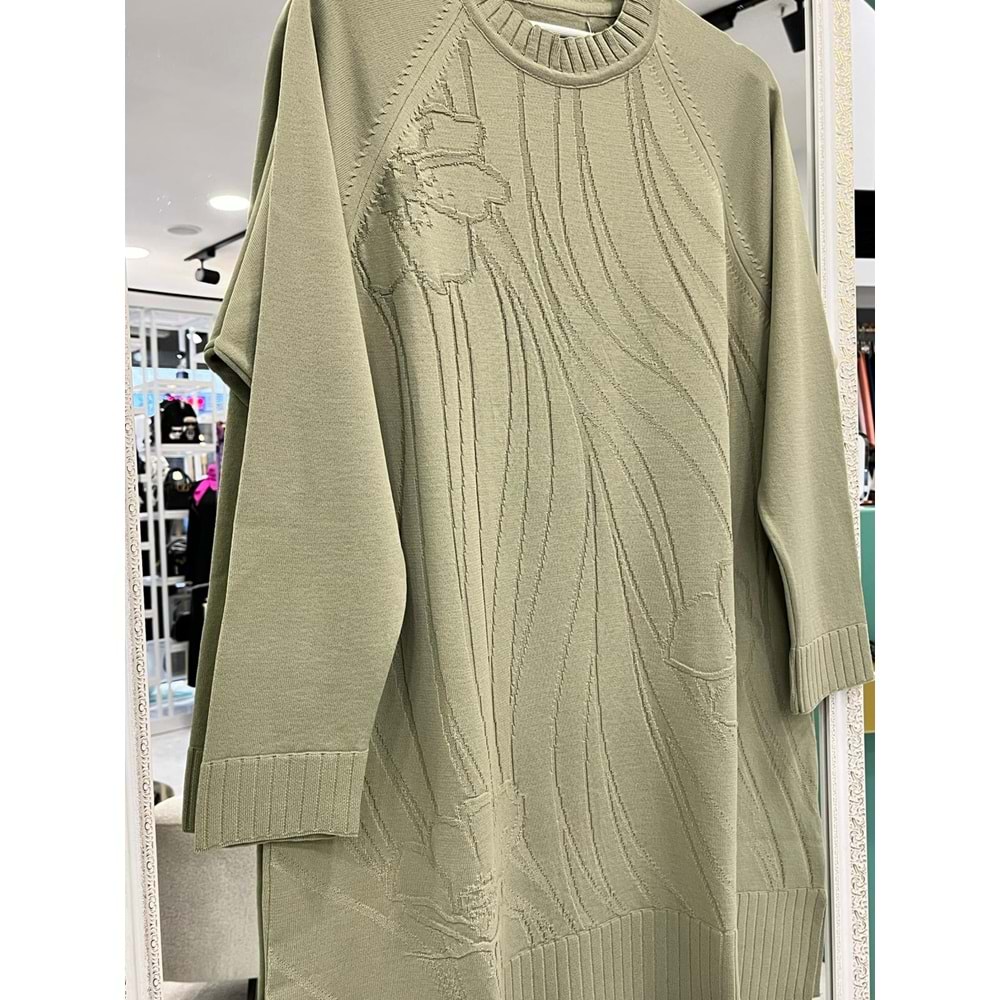 ADN KABARTMALI MERSERİZE TUNİK - MİNT YEŞİLİ - 2