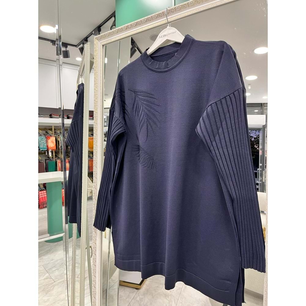 ADN PALMİYE MERSERİZE TUNİK - LACİVERT - 2