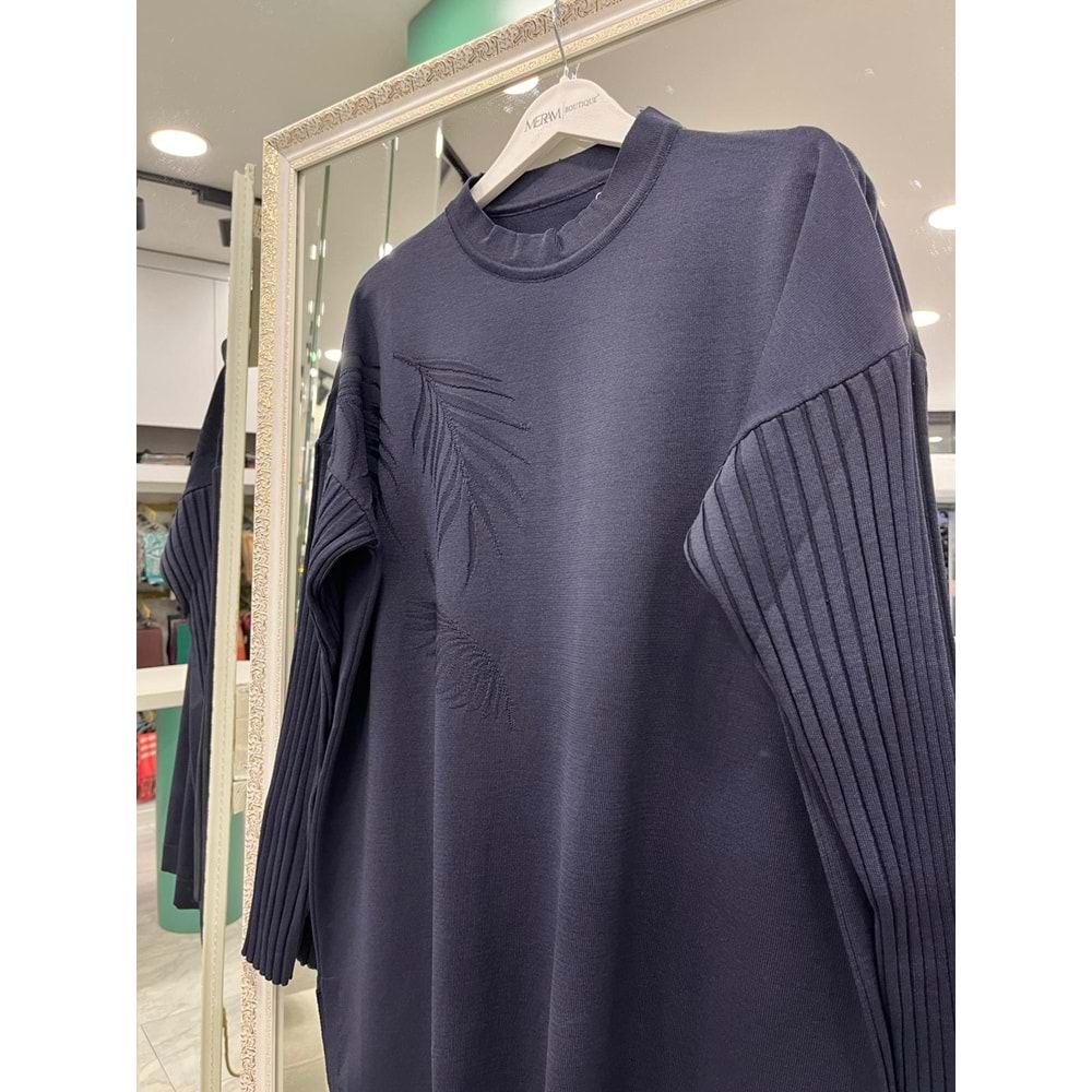 ADN PALMİYE MERSERİZE TUNİK - LACİVERT - 2