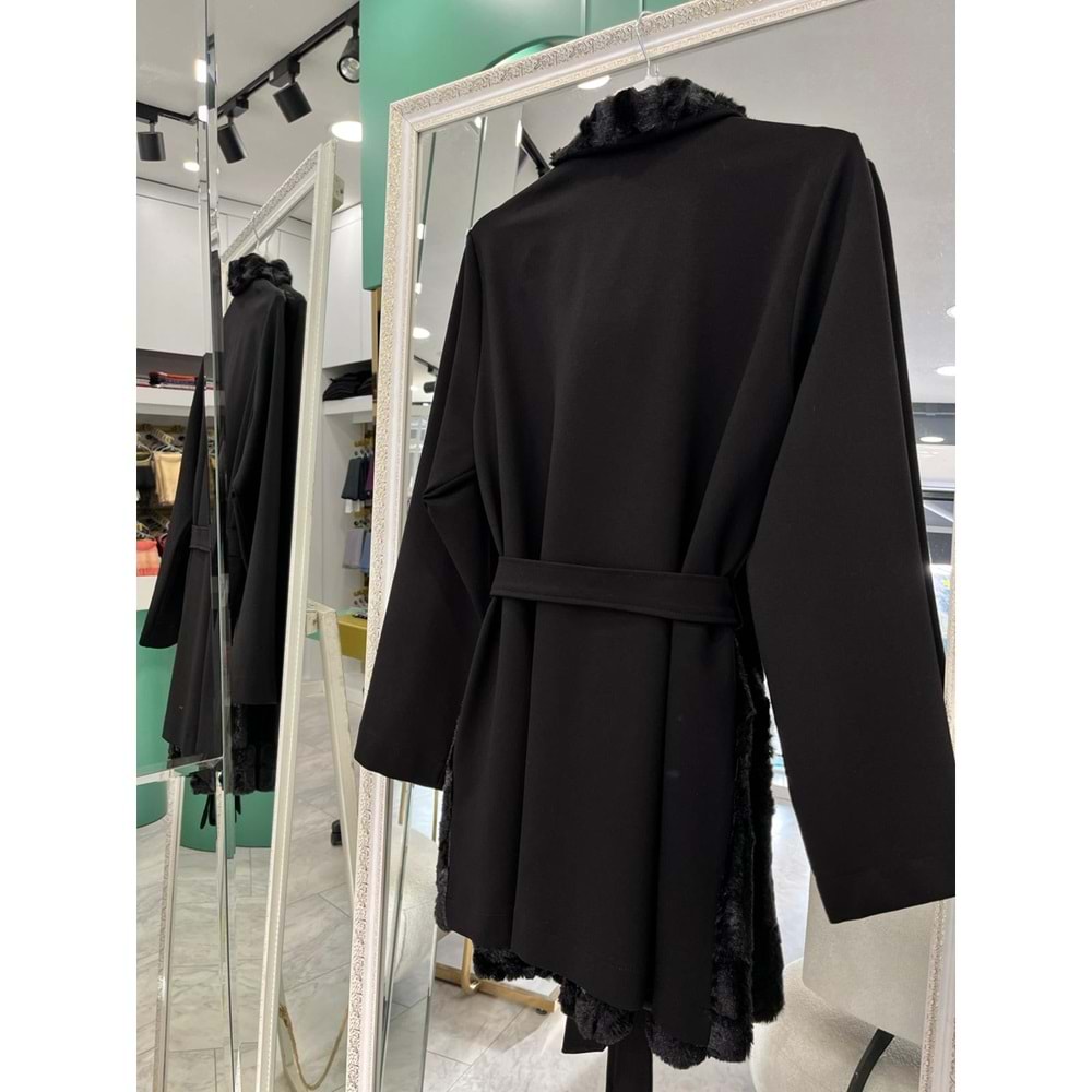 HALE FOURRURE ANGORA CEKET - SİYAH - 3