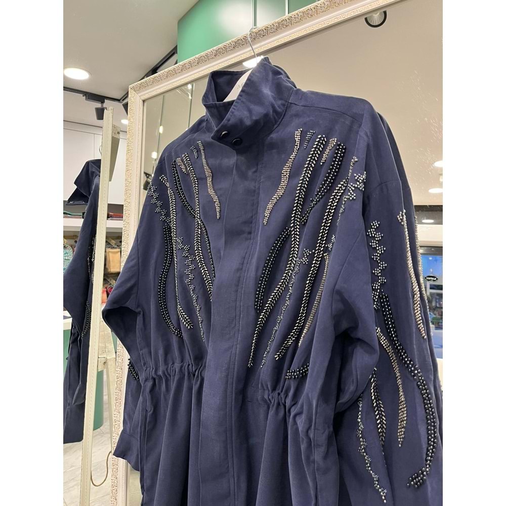 MRM MERAM BUTİK CUPRA KARIŞIMLI CEKET - LACİVERT - 3