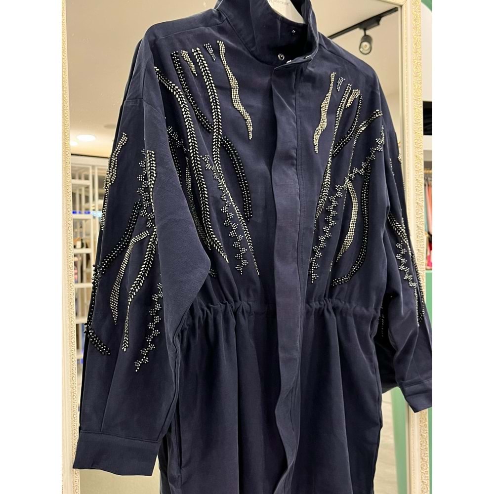 MRM MERAM BUTİK CUPRA KARIŞIMLI CEKET - LACİVERT - 3