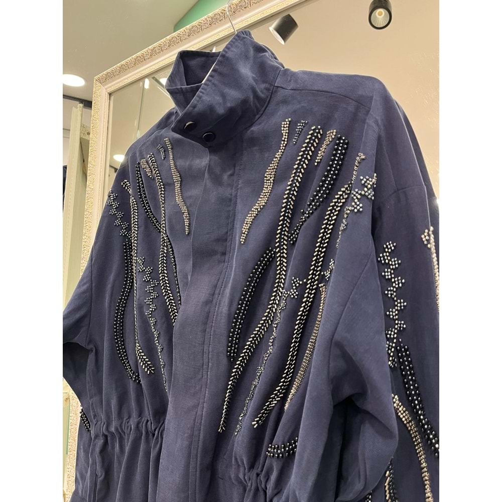 MRM MERAM BUTİK CUPRA KARIŞIMLI CEKET - LACİVERT - 4