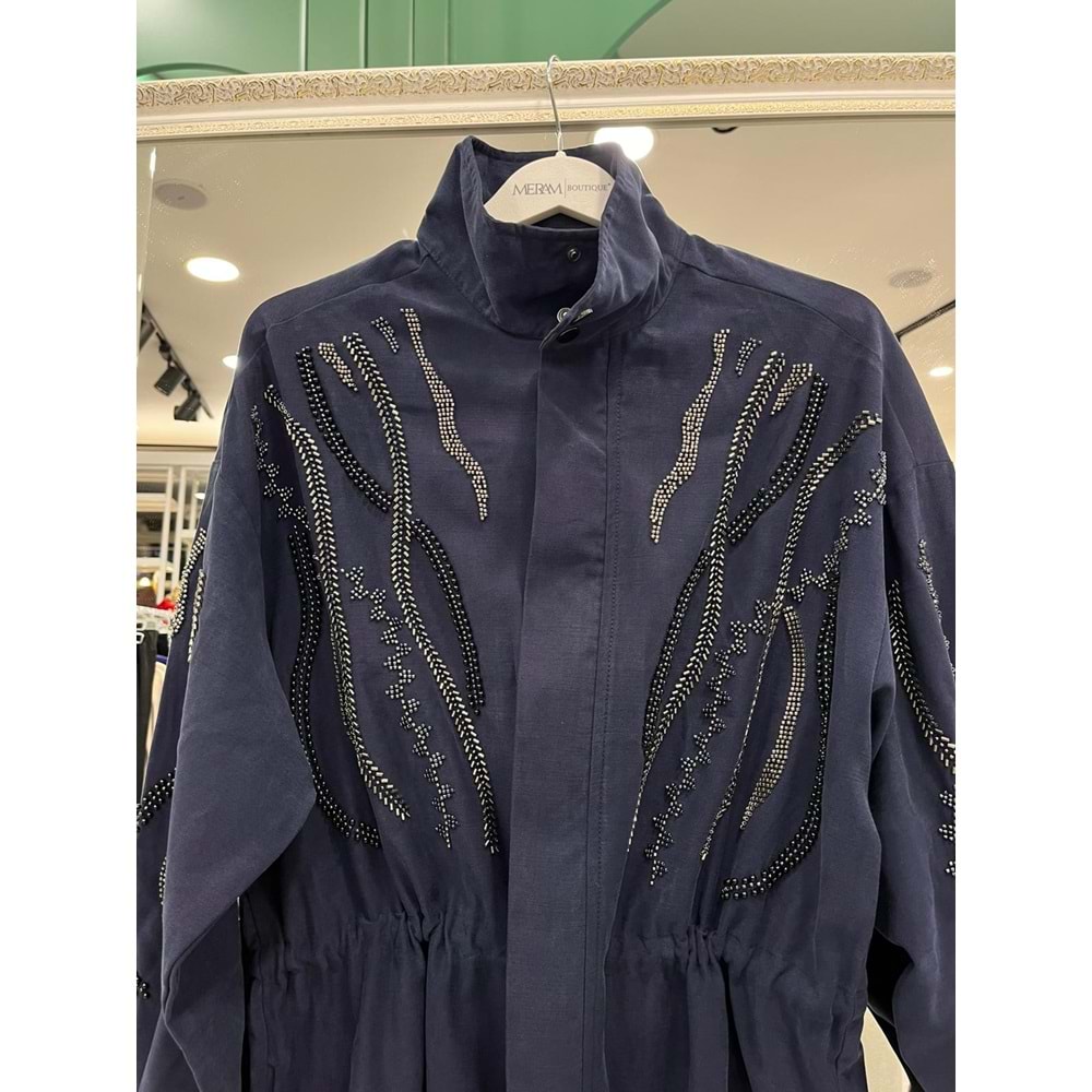 MRM MERAM BUTİK CUPRA KARIŞIMLI CEKET - LACİVERT - 4