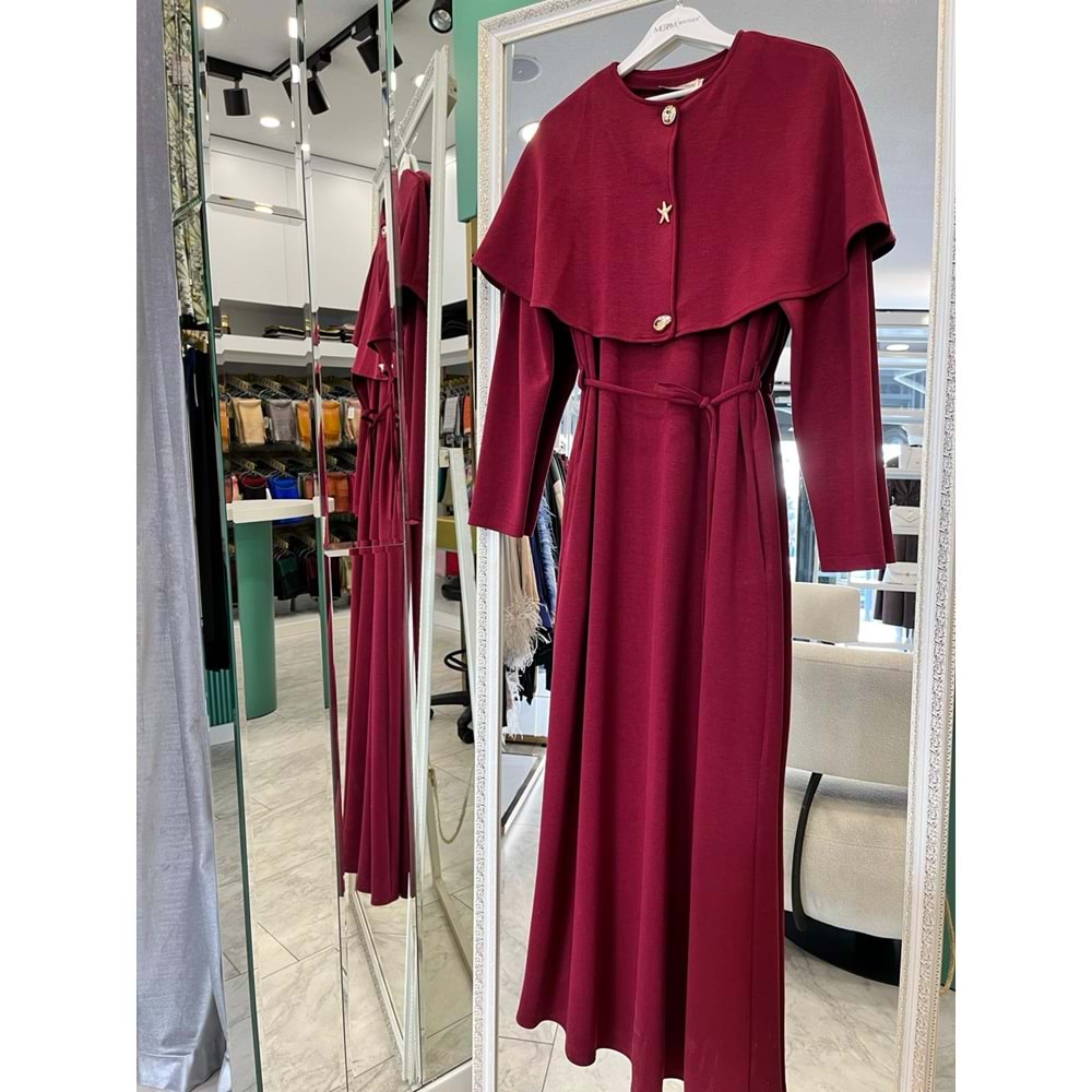 VATKATEX ŞAL ELBİSE - VİŞNE ÇÜRÜĞÜ - 46