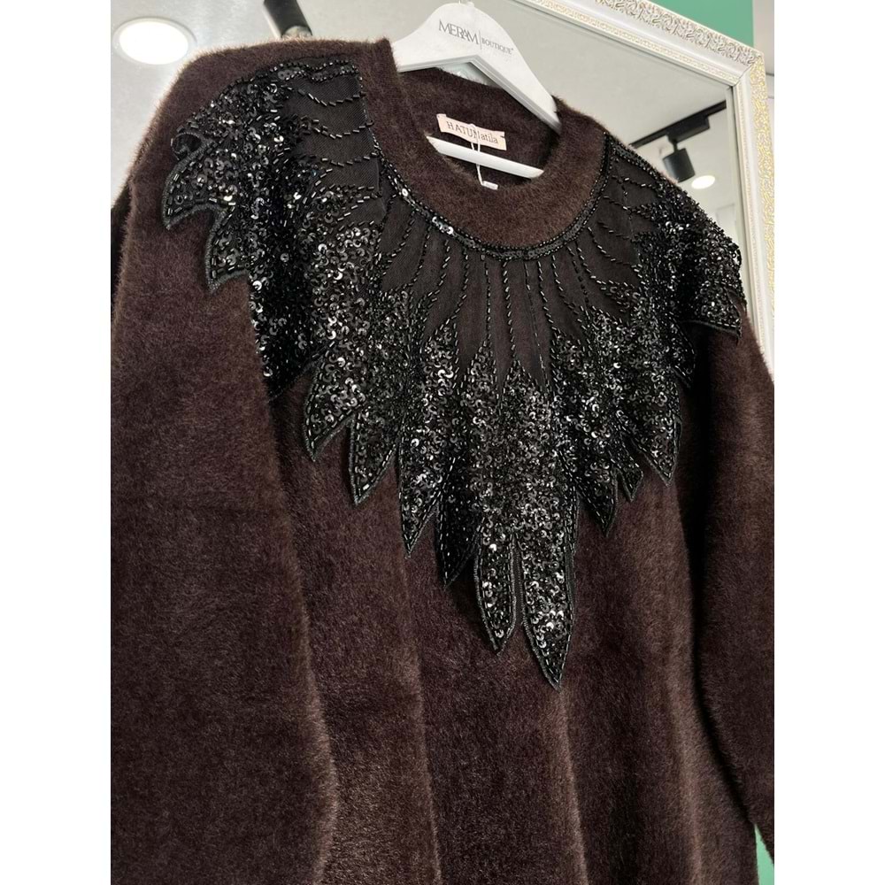 HATUN ANGORA TUNİK (38-44 BEDEN UYUMLU) - ACI KAHVE - STANDART