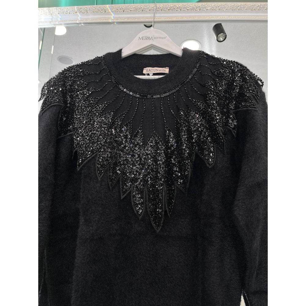 HATUN ANGORA TUNİK (38-44 BEDEN UYUMLU) - SİYAH - STANDART