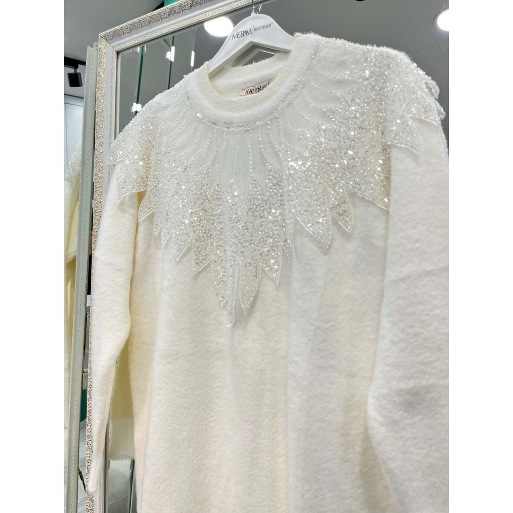 HATUN ANGORA TUNİK (38-44 BEDEN UYUMLU) - EKRU - STANDART