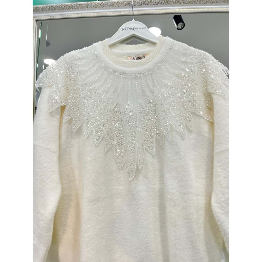 HATUN ANGORA TUNİK (38-44 BEDEN UYUMLU) - EKRU - STANDART