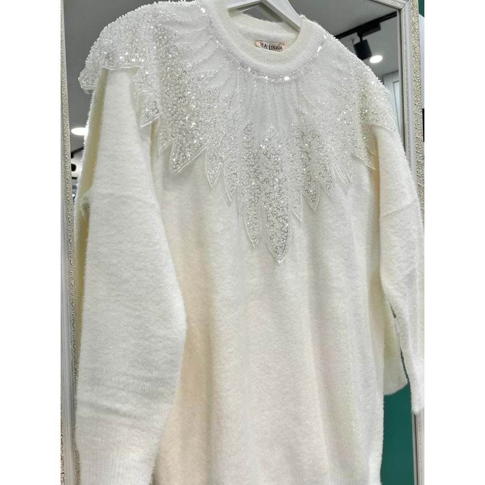 HATUN ANGORA TUNİK (38-44 BEDEN UYUMLU) - EKRU - STANDART