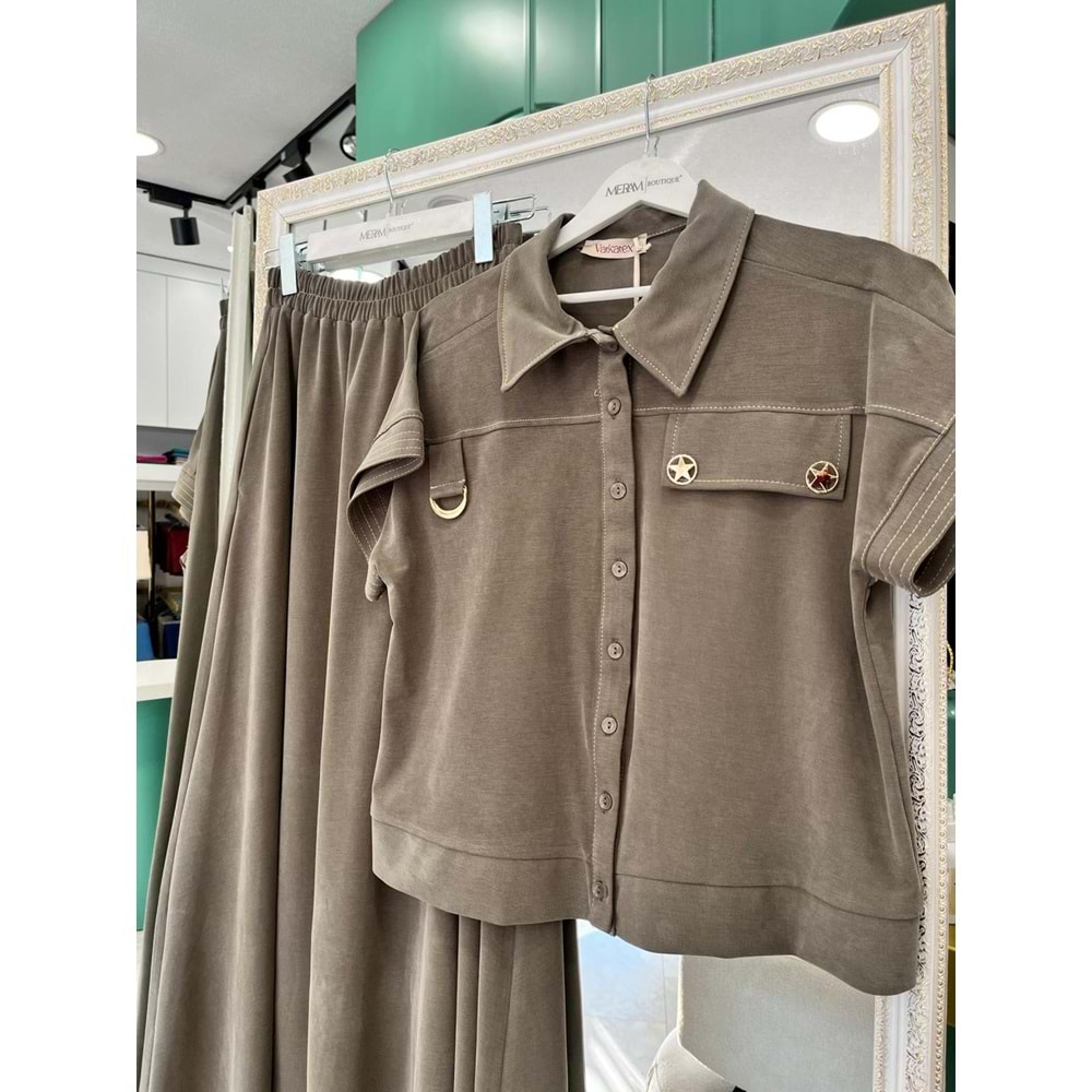 VATKATEX LİYOSEL CUPRA YELEKLİ ETEKLİ TAKIM - HAKİ - 38