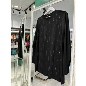 ADN TAŞLI TUNİK 302 - SİYAH - 1