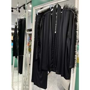 LİSA TÜYLÜ PANTOLON TAKIM - SİYAH - 1