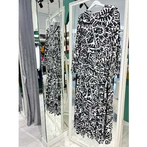 ZÜHRE MUSE ELBİSE - SİYAH-BEYAZ - 42