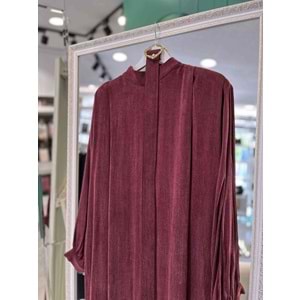 PUANE İPEK CUPRA ELBİSE VATKA DETAYLI 12598 - BORDO - S