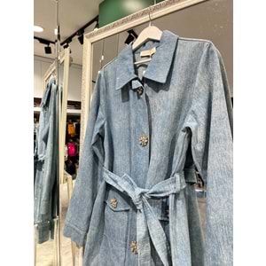 SELİNADA TAŞLI KOT CEKET - AÇIK MAVİ - 44