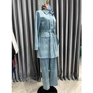 SELİNADA TAŞLI KOT CEKET - AÇIK MAVİ - 44