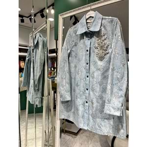 SELİNADA PAYET DETAYLI KOT CEKET - AÇIK MAVİ - 38