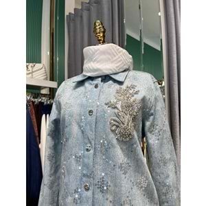 SELİNADA PAYET DETAYLI KOT CEKET - AÇIK MAVİ - 38