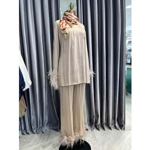 LİSA İPEK CUPRA TÜYLÜ İKİLİ TAKIM - BEJ - 1