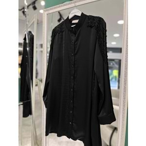 SELİNADA SATEN TUNİK BONCUK DETAYLI 3158 - SİYAH - 40