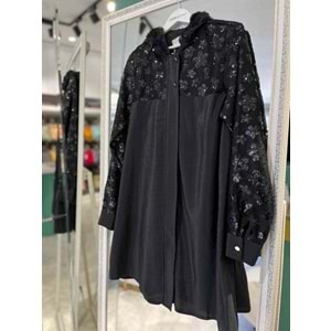 SELİNADA GİYÇIK PAYETLİ ÇİÇEK DESENLİ 4165 - SİYAH - 38