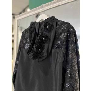 SELİNADA GİYÇIK PAYETLİ ÇİÇEK DESENLİ 4165 - SİYAH - 38