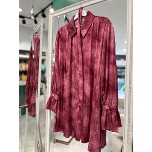 MARCHA GÖMLEK KENDİNDEN DESENLİ 10800 - MÜRDÜM - 2