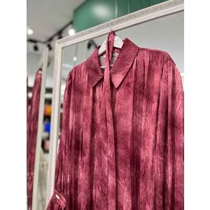 MARCHA GÖMLEK KENDİNDEN DESENLİ 10800 - MÜRDÜM - 2