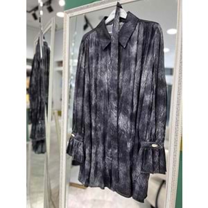 MARCHA GÖMLEK KENDİNDEN DESENLİ 10800 - SİYAH - 1