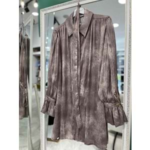 MARCHA GÖMLEK KENDİNDEN DESENLİ 10800 - VİZON - 2