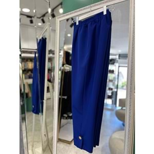 MISSEMRAMISS KUMAŞ PANTOLON PAÇA TAŞ DETAYLI - SAKS MAVİSİ - 42
