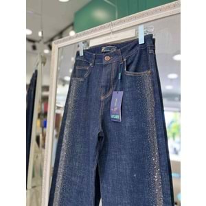 LACARTE PALAZZO KOT PANTOLON TAŞLI - LACİVERT - 33