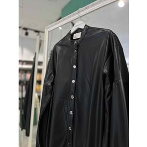 VUU DERİ GÖMLEK BALON KOL - SİYAH - 38