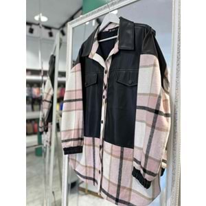 NARS DERİ DETAYLI ODUNCU CEKET - PUDRA - 3