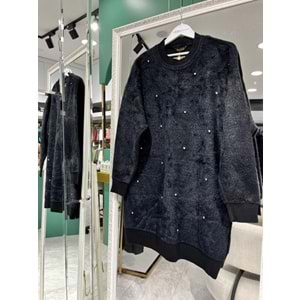 RİWİ ANGORA İNCİLİ KAZAK - SİYAH - STANDART