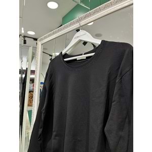 REYYAN ANNE PENYESİ YAKASI TAŞLI - SİYAH - XXL