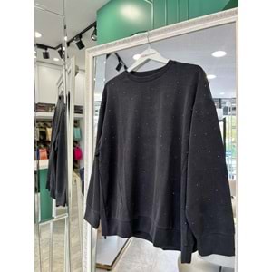 ADN MİNİK TAŞLI SWEAT ÖRME CUPRA - SİYAH - 3