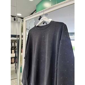 ADN MİNİK TAŞLI SWEAT ÖRME CUPRA - SİYAH - 3