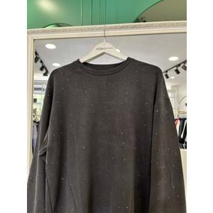 ADN MİNİK TAŞLI SWEAT ÖRME CUPRA - SİYAH - 3
