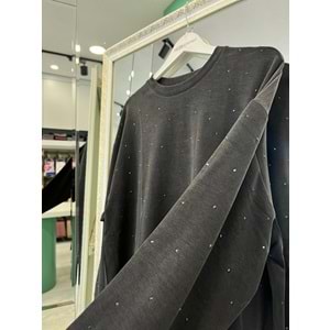 ADN MİNİK TAŞLI SWEAT ÖRME CUPRA - SİYAH - 3