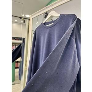 ADN MİNİK TAŞLI SWEAT ÖRME CUPRA - LACİVERT - 4