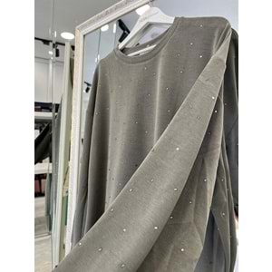 ADN MİNİK TAŞLI SWEAT ÖRME CUPRA - HAKİ - 2