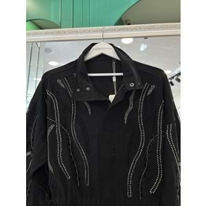 ADN TAŞLI CEKET CUPRA KARIŞIMLI - SİYAH - 3