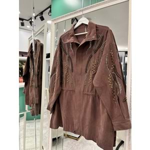 ADN TAŞLI CEKET CUPRA KARIŞIMLI - ACI KAHVE - 2