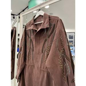 ADN TAŞLI CEKET CUPRA KARIŞIMLI - ACI KAHVE - 2