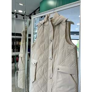 NURGÜN ŞİŞME YELEK - TAŞ - 44