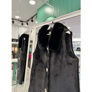 VATKATEX KÜRKLÜ ANGORA YELEK - SİYAH - 2