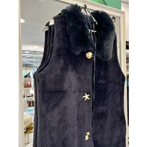 VATKATEX KÜRKLÜ ANGORA YELEK - LACİVERT - 1